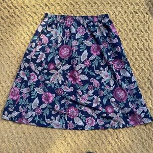 Bonworth Women's Black Floral Skirt XL Petite Flowy A-Line Mid Length Whimsygoth